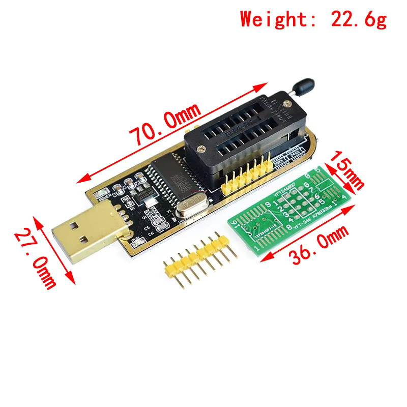 CH341A XTW100 USB Programmiermodul für EEPROM Flash BIOS mit SOIC8 SOP8 Testclip für 93CXX 25CXX 24CXX Serien - Bild 2