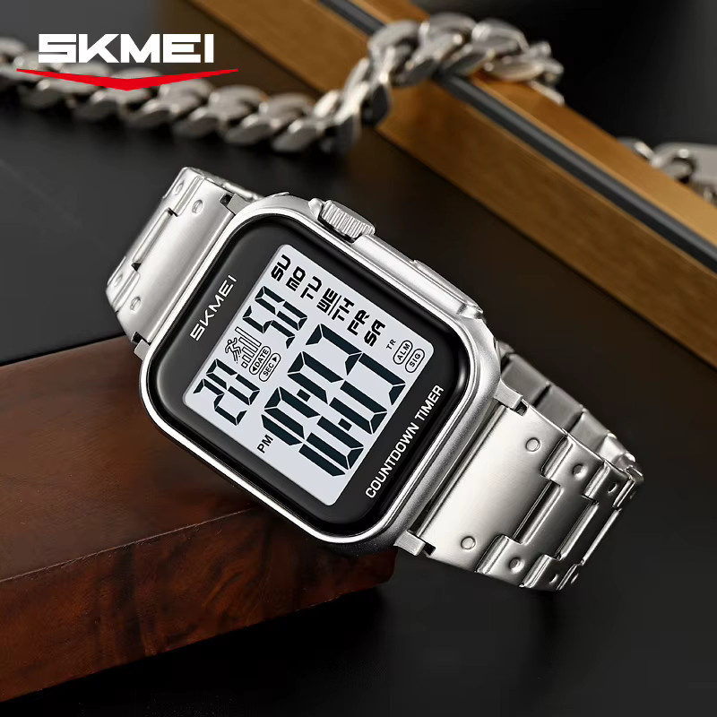 SKMEI Armbanduhr Digital, Quarz, Edelstahl, Schwarz, Herren - Bild 3