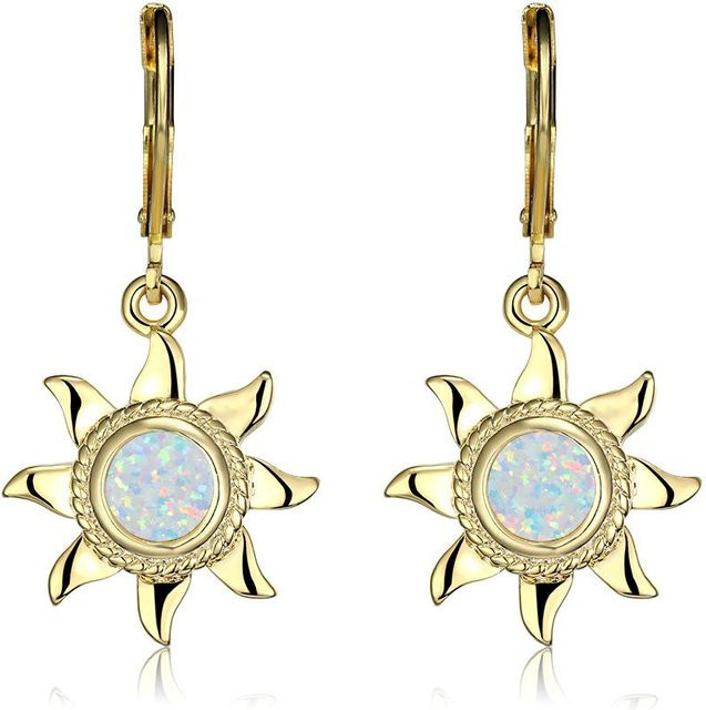 YIRAN Jewelry Sonnenohrringe, Kupfer, Gold, Zirkonia, Kristall, Damen - Bild 1