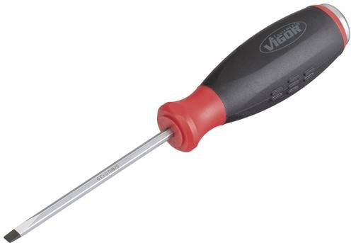 Vigour Schlitz-Schraubendreher mit Schlagkappe V3597 in Rot, Klingenlänge: 75 mm - Bild 1