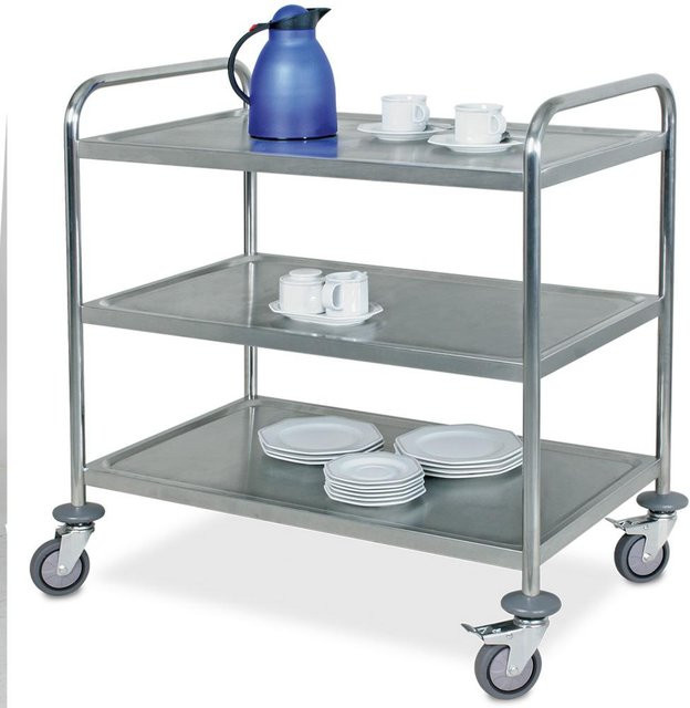 BRB Servierwagen mit 3 Etagen in Silber, B/T/H: 94 x 54 x 86 cm - Bild 1