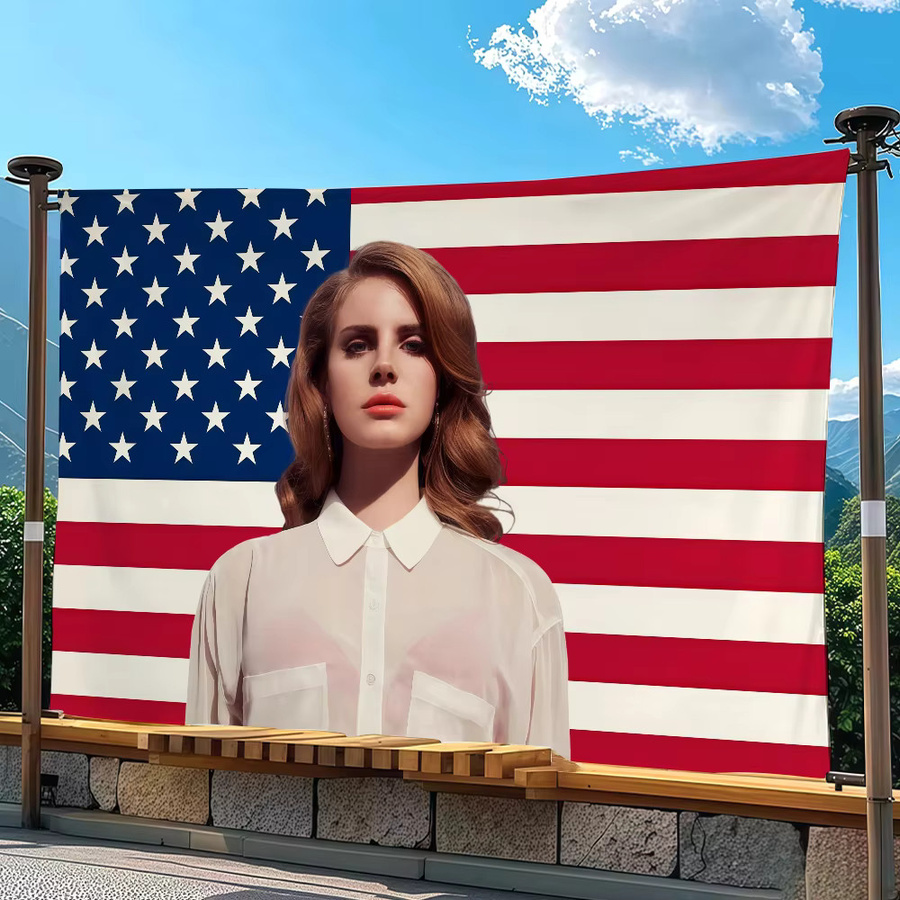 Lana Del Rey Flagge von Warner Bros. in Multicolour, Rechteckiges Textil-Banner zur Wanddekoration, Breite: 60,0 cm, Höhe: 40,0 cm - Bild 5