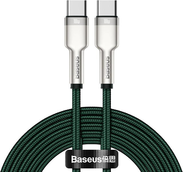 Baseus Cafule Metal USB-C auf USB-C Kabel 100W 5A mit E-Marker in Grün, Länge: 2 m - Bild 1
