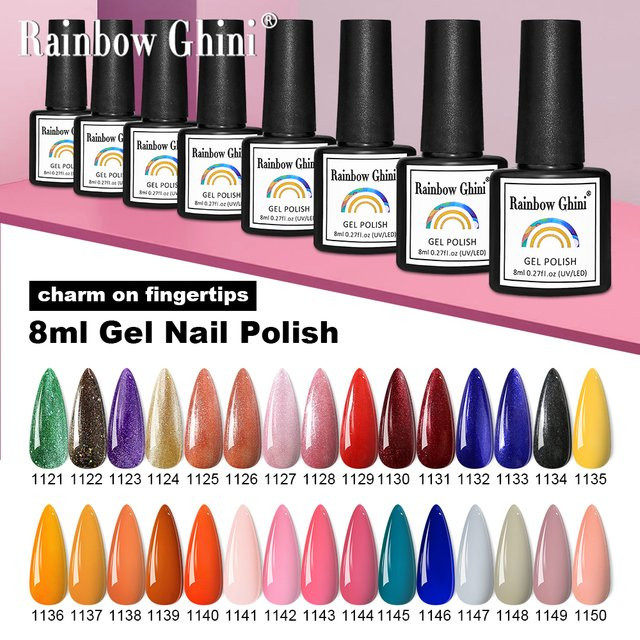 Rainbow Ghini Nagellack Set, 6 Teile, Dunkelbraun, Schimmernd, 8 ml - Bild 1