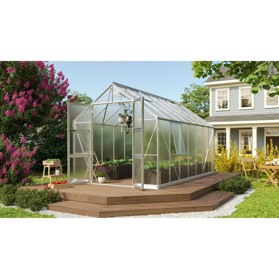 Vitavia Gewächshaus Olymp 11500 aus Aluminium in Silber mit Polycarbonat-Verglasung und Fundamentrahmen, 11,5 m² - Bild 3