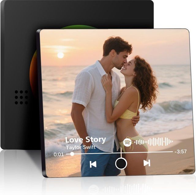 Personalisierter Foto-Musik-Kühlschrankmagnet von QKX als individuelles Song-Plakette für Paare - Bild 1
