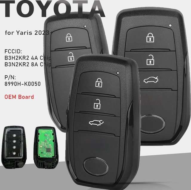 KEYECU Smart Remote Key Fob für Toyota Yaris 2023+, 433MHz Ersatzschlüssel in Schwarz mit 4A oder 8A Chip (P/N: 8990H-K0050, FCCID: B3H2KR2 / B3N2KR2) - Bild 1