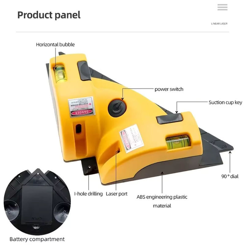 TTAKA7 Infrarot-Laser-Nivelliergerät für vertikale und horizontale Linienprojektion in Gelb - Bild 4