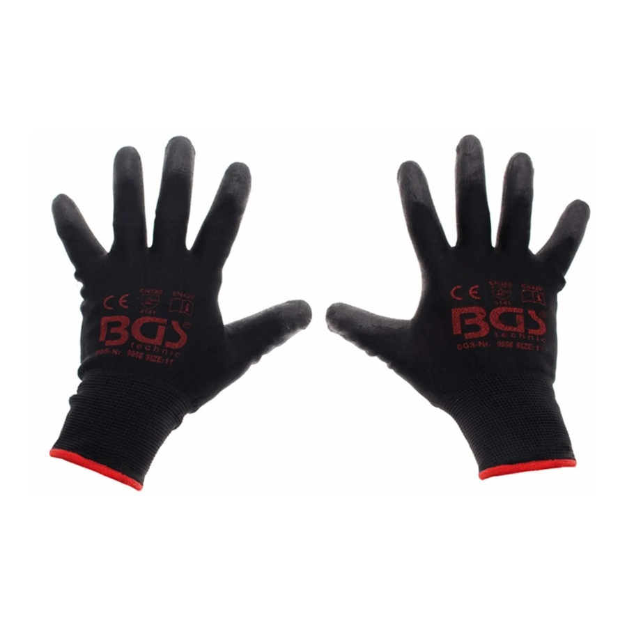BGS Mechaniker-Handschuhe 9956 in Schwarz, Größe 11 (XXL), PU-beschichtet nach EN 388 - Bild 3