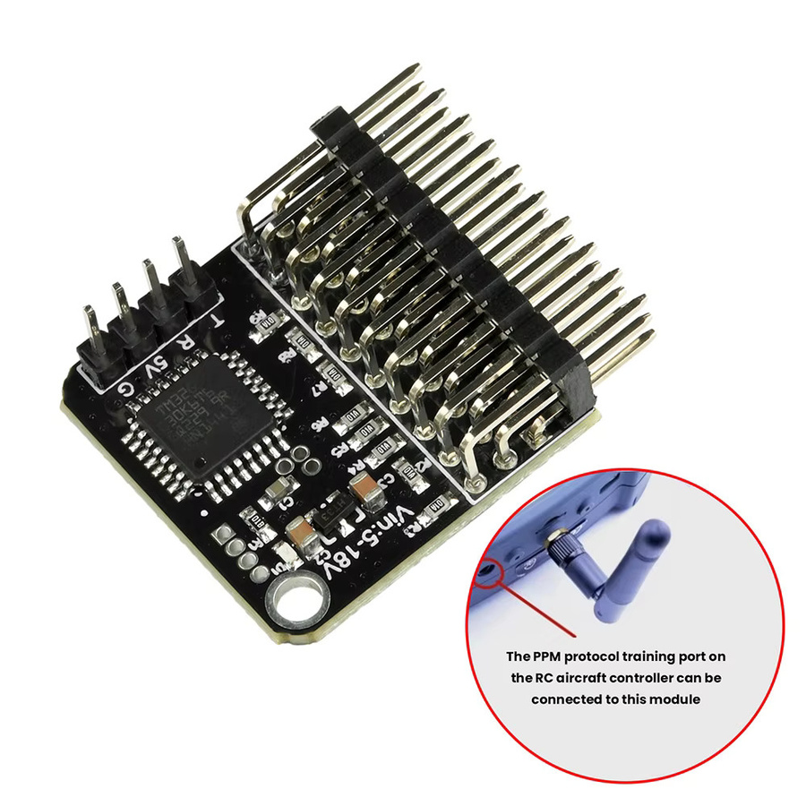diymore 8-Kanal-Signalwandler PWM-Konvertierungsmodul in Schwarz für FPV-Drohnen mit automatischer Protokollkonvertierung und Echtzeit-Übertragung ohne Verzögerung - Bild 4