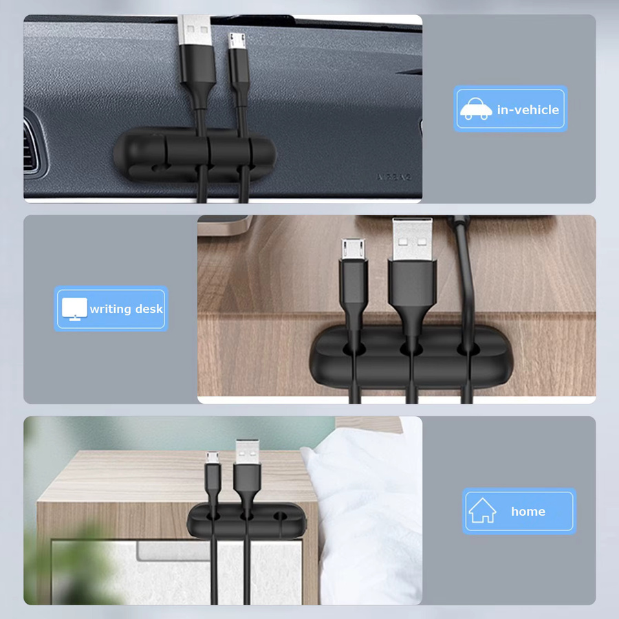 UMUST Silikon Kabelhalter-Clips in Schwarz für Schreibtisch, Auto und Heimbüro - Bild 5