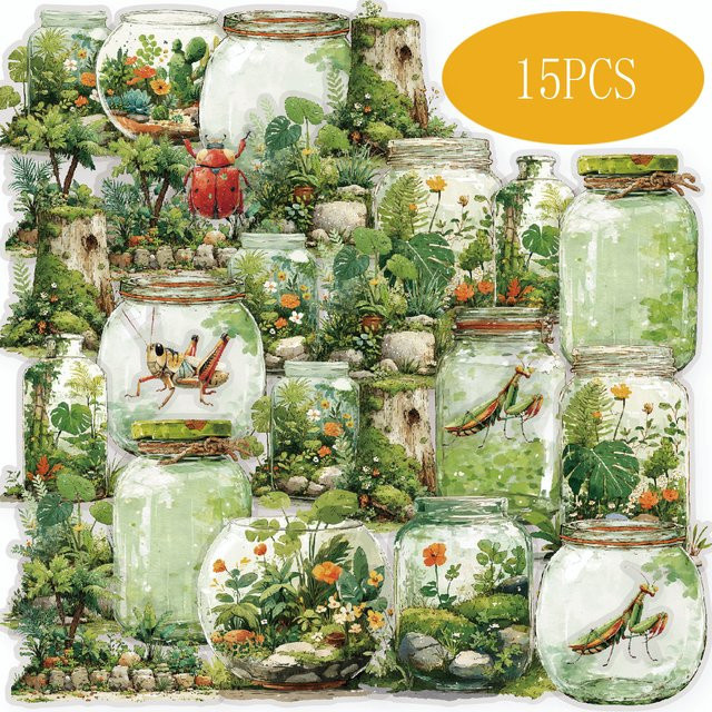 Etori Life Scrapbooking-Zubehör Vintage Grüne Pflanzen mit Insektenmustern aus Papier - Bild 1