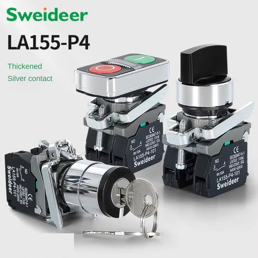 Schlüsselschalter Sweideer XB4-Serie 22 mm Doppelter Drucktastenschalter in Mehrfarbig mit 2/3 Positionen und verschiedenen Kontaktkonfigurationen (1NO/2NO/1NO1NC) - Bild 3