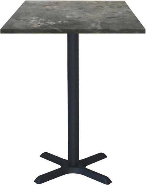 RestooTab Stehtisch Dina quadratisch in Stein-Optik, Platte graublau, Gestell schwarz, B/T/H: 60 x 60 x 112 cm - Bild 1