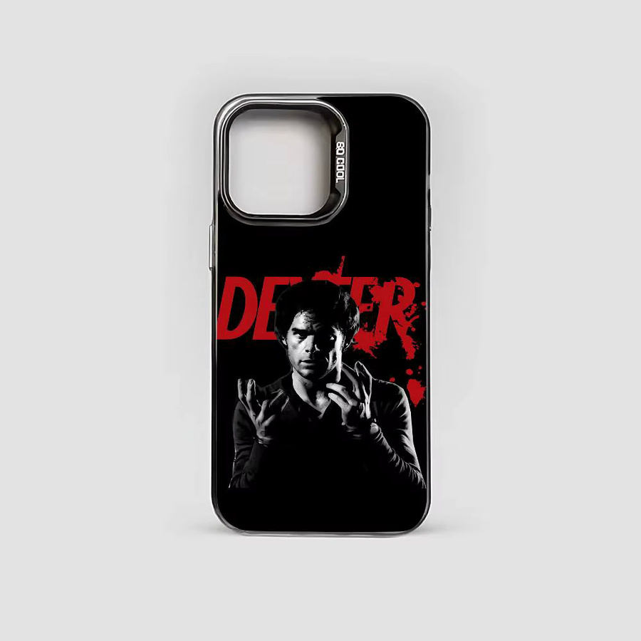 D-Dexter M-Morgan Handyhülle für iPhone 17 16 15 14 13 12 11 Pro Max X XS XR Stoßfeste IMD Schutzhülle Galvanisch Versilbert in Schwarz und Silber - Bild 7