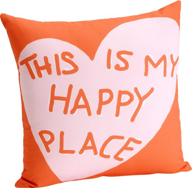 Kissenhülle Impressionen mit Herz-Motiv aus 100% Baumwolle, Farbe: Orange, B/T/H: 40 x 40 x 40 cm - Bild 1
