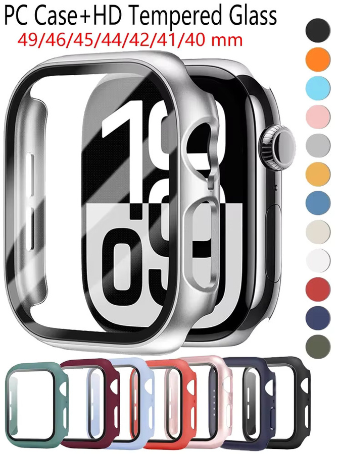 Displayschutzhülle aus gehärtetem Glas für Apple Watch Modelle 49 mm, 46 mm, 45 mm, 44 mm, 42 mm, 41 mm und 40 mm in Transparent - Bild 6