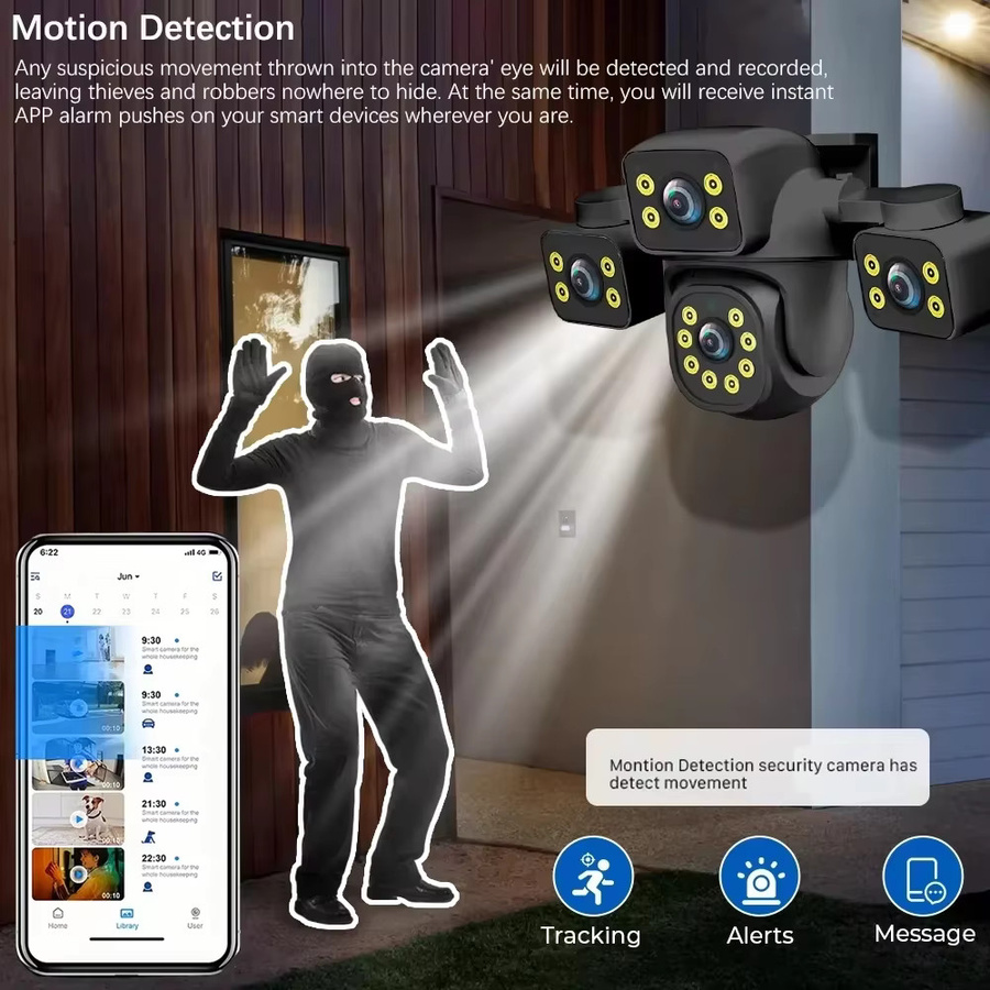 NINIVISION 8K PTZ IP-Kamera für Außenbereich mit Drei-Linsen 15MP, Menschenerkennung, Audio und Farbnachtsicht in Schwarz - Bild 2