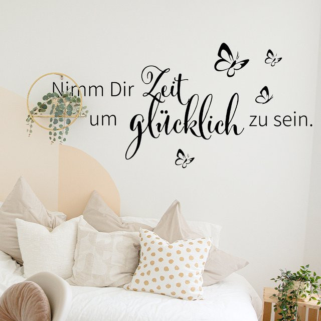 BRUP Wandaufkleber mit deutschen Motiv-Zitaten aus PVC in Schwarz für Wohnzimmer und Schlafzimmer - Bild 1