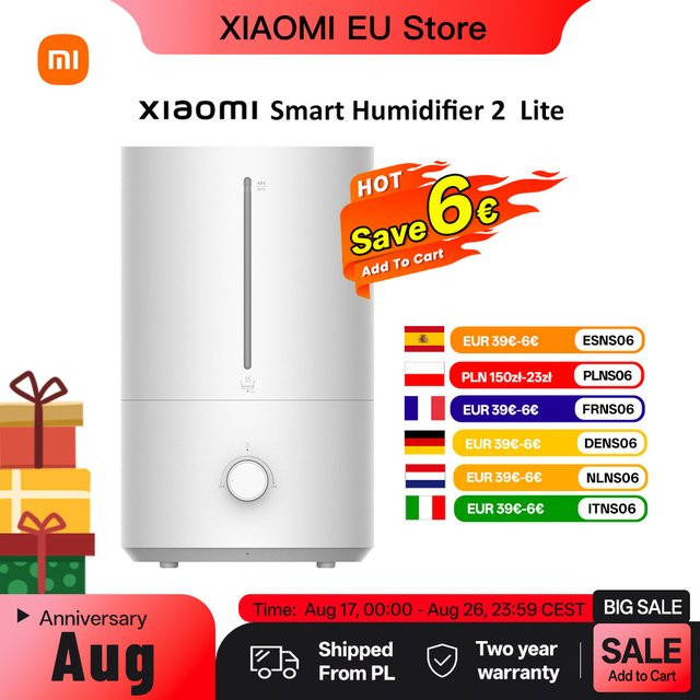 Xiaomi Luftbefeuchter Lite 2 in Weiß mit 4 l Wassertank und 300 ml/h Befeuchtungsleistung - Bild 1