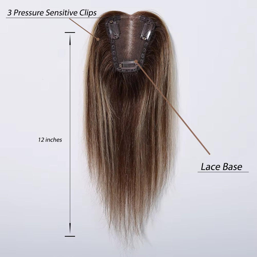 HAIRCUBE Remy Echthaar-Topper, Dunkelbraun-Blond, 30,5 cm, Damen - Bild 3