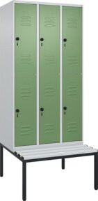 C+P Doppelstock-Spind Classic PLUS Sitzbank mit 3 Abteilen und unterbautem Spind, B/T/H: 212,0 x 90,0 x 81,5 cm - Bild 1