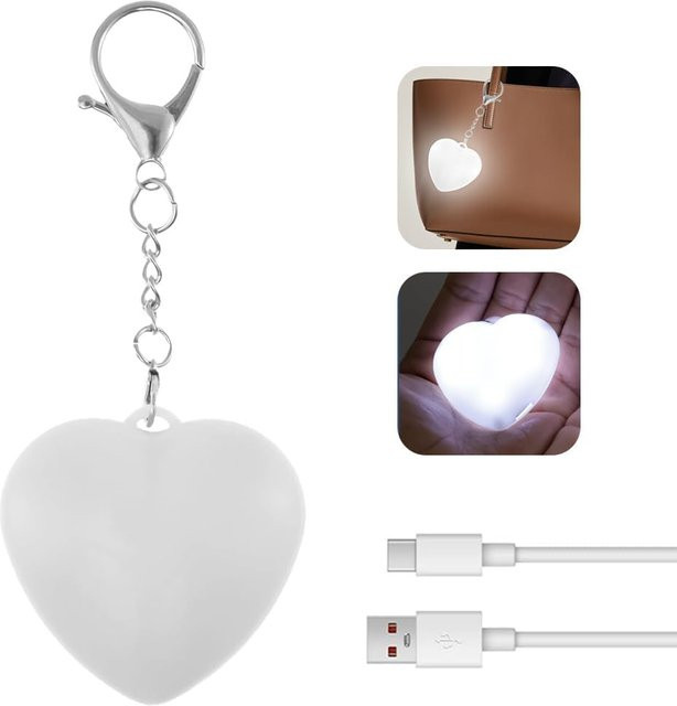 Oudun LED Geldbörsen-Leuchtlicht in Herzform mit Touch-Sensor, weiß, einstellbar und wiederaufladbar - Bild 1