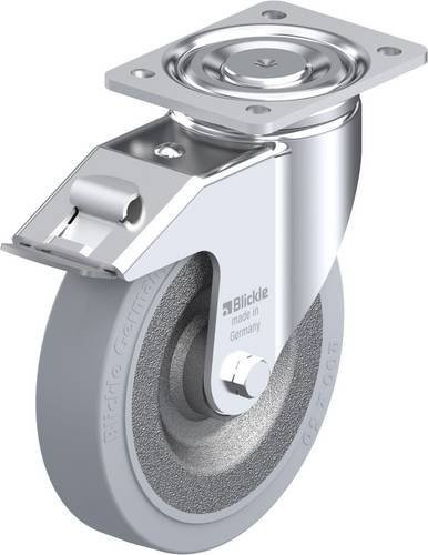 Blickle Lenkrolle LH-SE 200K-FI-SG mit Feststeller in Grau und Silber, Rad-Durchmesser: 20 cm, Tragfähigkeit: 600 kg - Bild 1