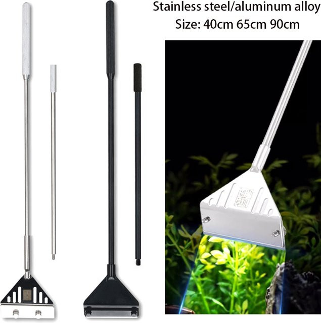 ZRDR Edelstahl Aquarium Algen Schaber und Reiniger Set in Silber für Wasserpflanzen und Aquarienpflege - Bild 1