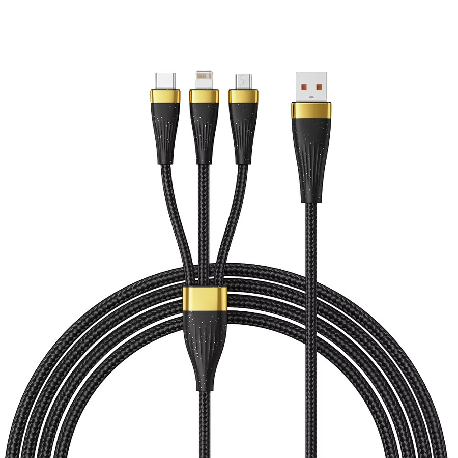 2er-Set ASOMETECH 3-in-1 USB Schnellladekabel mit 100 W und 6A für Typ C und Micro USB in Schwarz - Bild 7