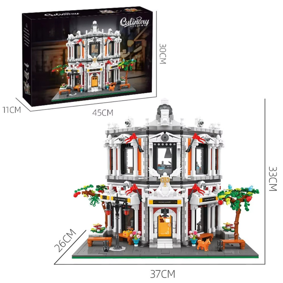 SixBricks MOC Großes Kochakademie-Bausteinset, Straßenansicht-Hausmodell - Bild 4