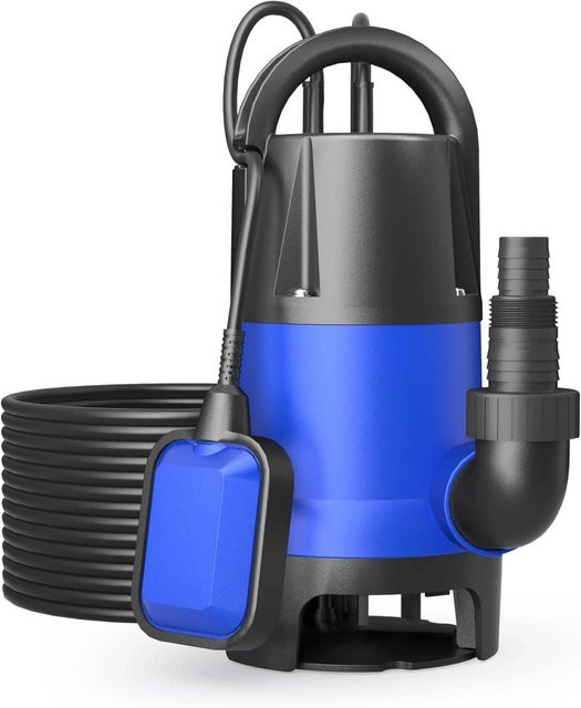Wiltec Schmutzwasserpumpe als Tauchpumpe für Garten und Brunnen, 550 W, 10500 L/H, Blau-Schwarz - Bild 1