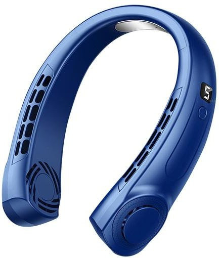 Tragbarer Halsventilator der 2. Generation von Aloisia mit Eiskeramik-Technologie, 5 Geschwindigkeiten, LED-Digitalanzeige und Taschenlampe, Farbe Blau - Bild 1