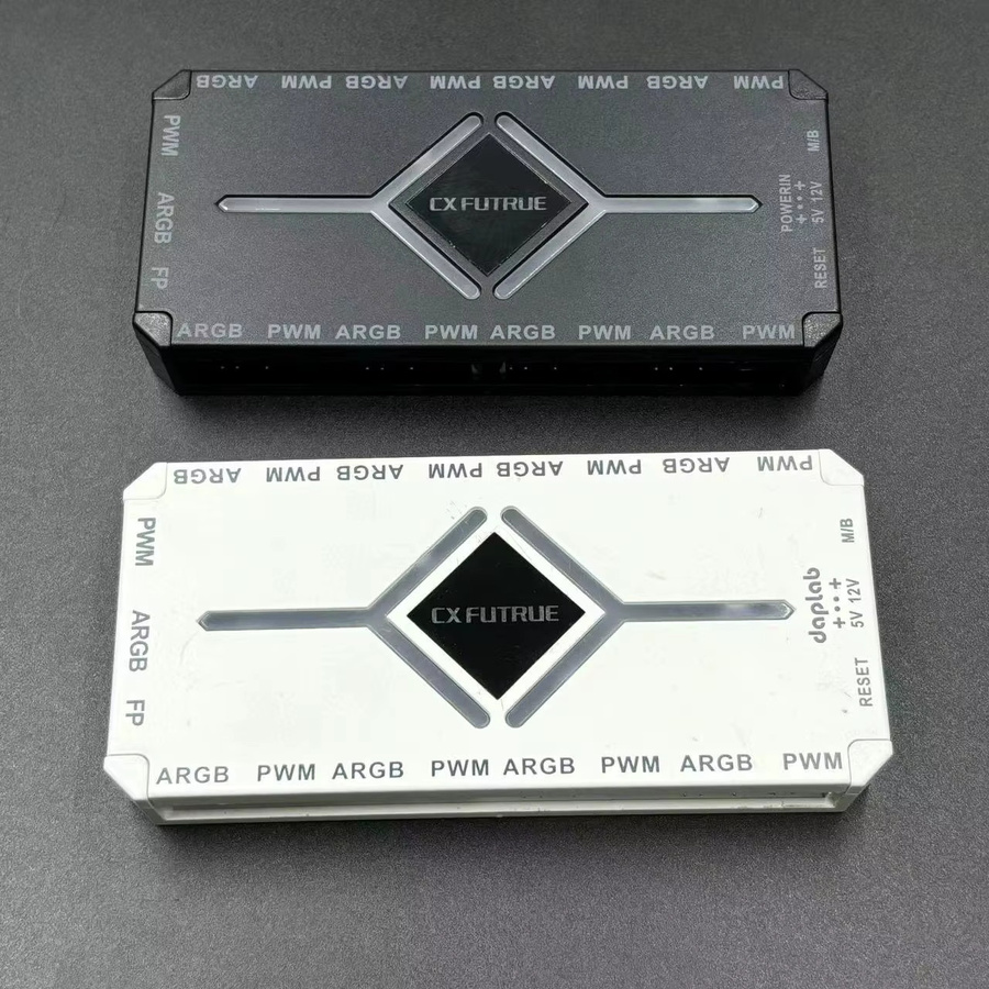 Magnetischer 2-in-1 ARGB PWM Lüfter-Hub mit Fernbedienung und integriertem PC-Controller, 9+9 Ports, Schwarz/Weiß - Bild 2