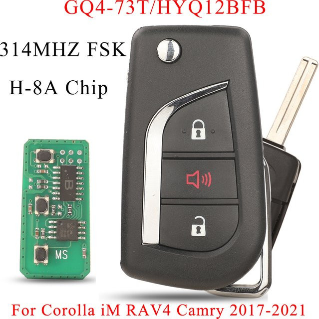 Jingyuqin Auto Fernbedienung Schlüssel für Toyota Corolla iM RAV4 Camry 2017-2021, 3-Tasten, Farbe: Schwarz, 314MHz FSK 8A H Chip Flip - Bild 1