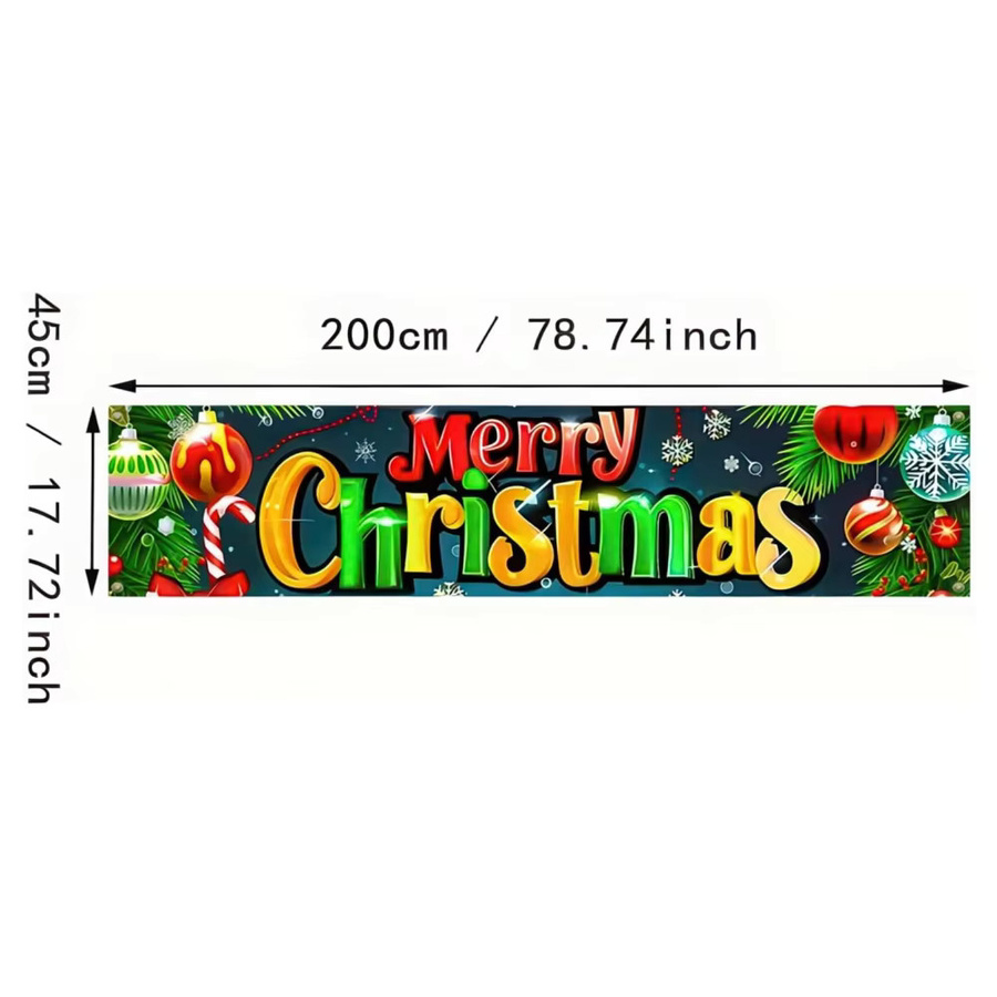 VIKAMA Weihnachts Banner Happy Fence Dekoration für Garten und Rasen, Mehrfarbig, B/H: 180 x 35 cm - Bild 3