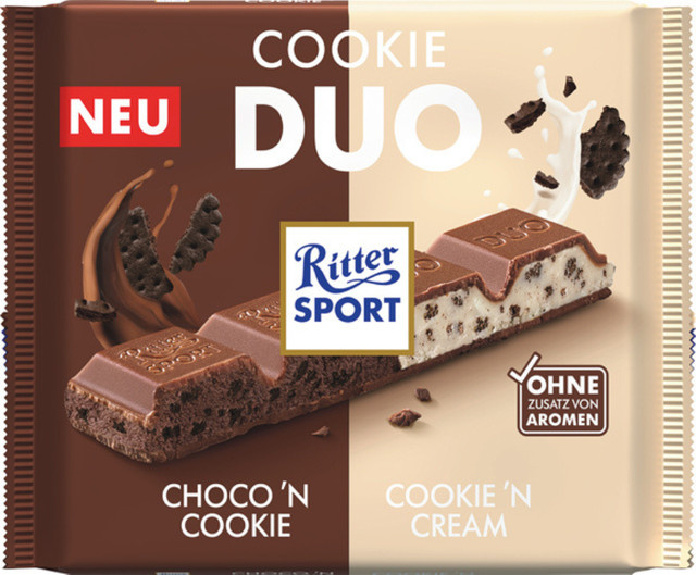Ritter Sport DUO Choco 'n Cookie / Cookie 'n Cream Schokoriegel 100 g - Bild 1