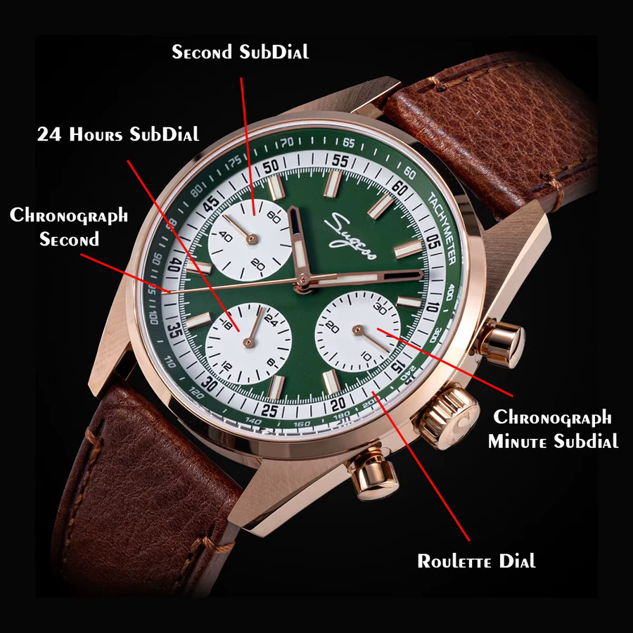 Sugess Chronograph, Automatik, Edelstahl, 38 mm, Herren - Bild 2