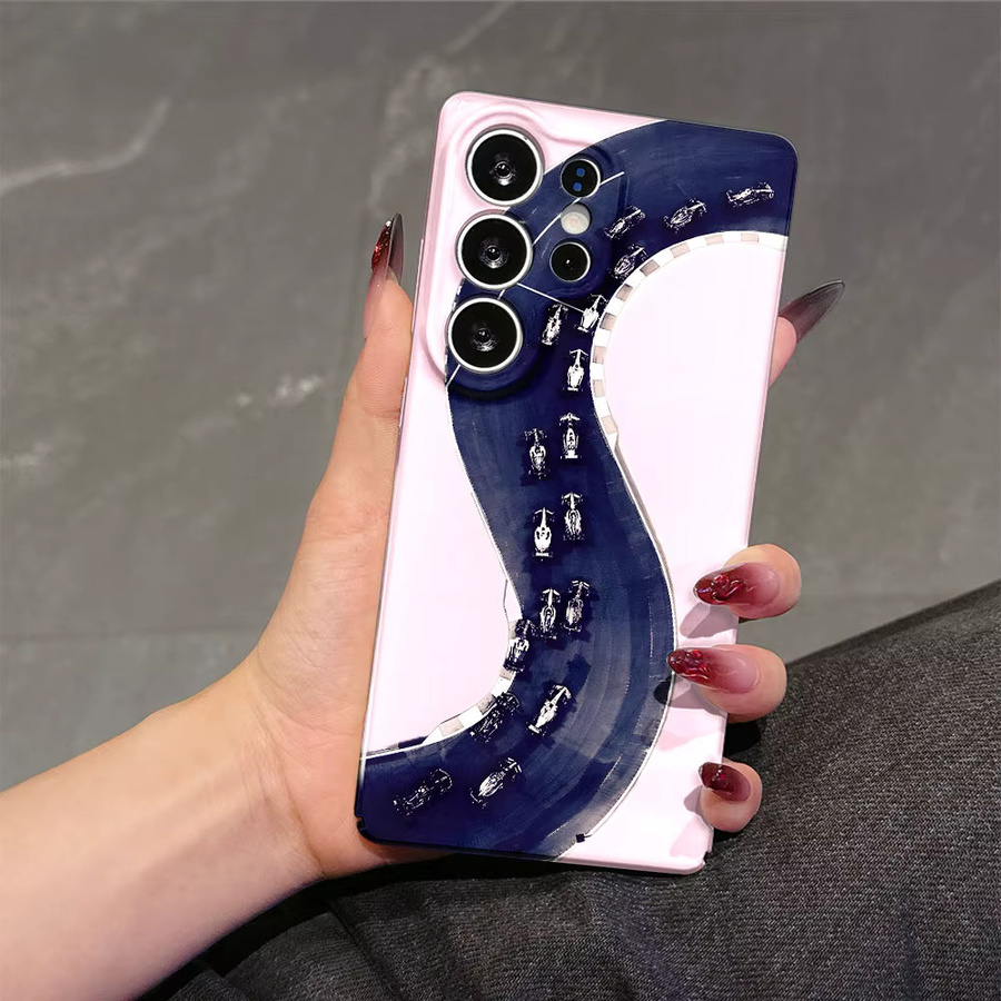 Stoßfeste Doppelschicht Handyhülle mit F1-Rennstrecken-Design in Pink für Samsung Galaxy S26 S25 S24 S23 Ultra Plus - Bild 2