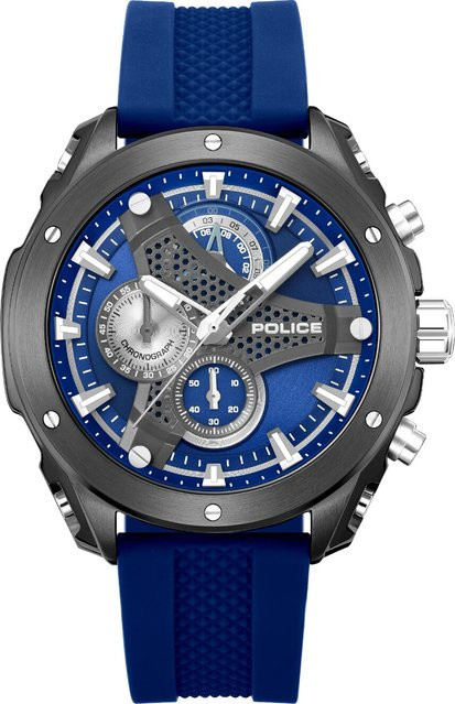 Police Wyvern Chronograph Herrenuhr, Quarz, Edelstahl, Blau, 45 mm - Bild 1