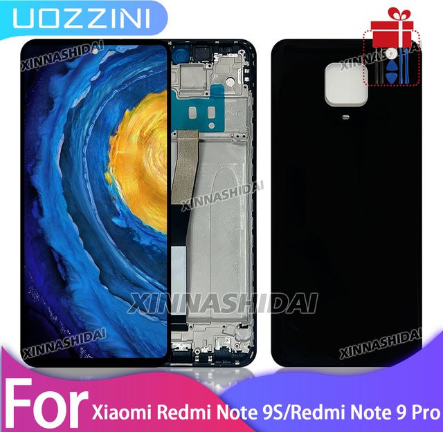 Xiaomi Redmi Note 9S und Redmi Note 9 Pro LCD-Touchscreen Display mit Rahmen in Schwarz - Bild 1