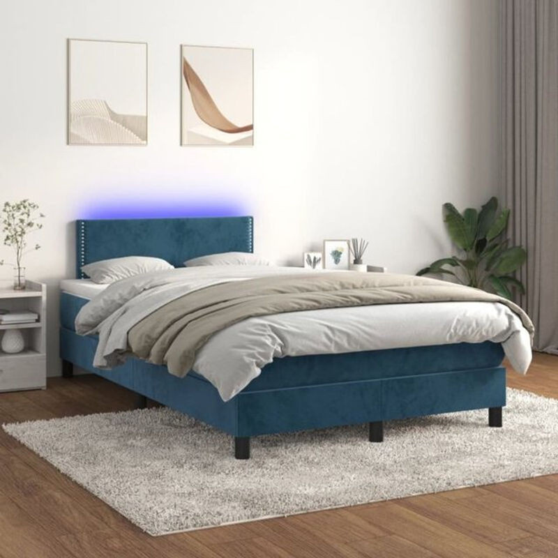 Vidaxl Boxspringbett mit Matratze aus Samt in Dunkelblau, B/T/H: 120 x 200 x 78 cm - Bild 1