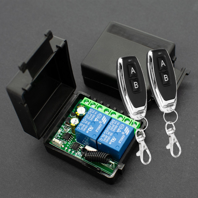 Scimagic-RC Drahtlose 433MHz Fernbedienung mit 2CH 10A Relais Empfänger für DC 12V 24V Motor Controller und elektromagnetische Schlösser in Schwarz - Bild 1
