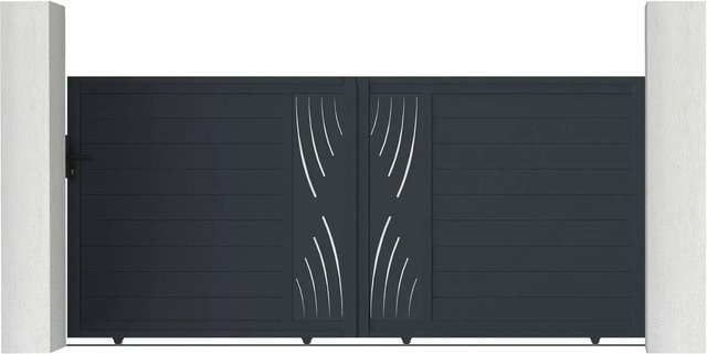 Casanoov Schiebetor Veleta und Gartentür Set aus Aluminium in Grau Anthrazit, B/H: 350 x 160 cm und 100 x 160 cm - Bild 1