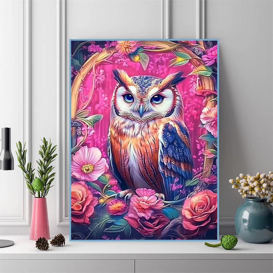 EverShine Diamant-Gemälde Eule mit Blumenmotiv als Mosaik-Stickerei in Multicolour, B/H: 30 x 20 cm - Bild 3