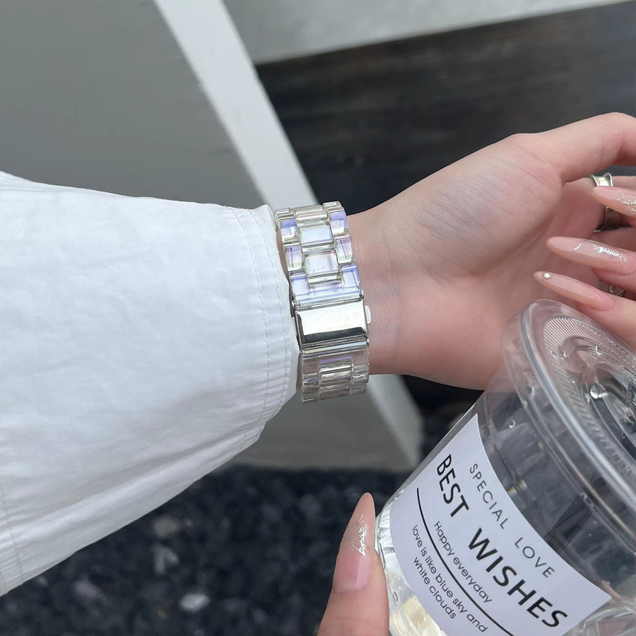 TINUORA Uhrenarmband Kunststoff, Weiß, Kristall, Unisex - Bild 3