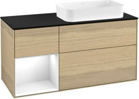 V&B Waschtischunterschrank Finion in Weiß mit Eichenfurnier, Breite: 120 cm, Tiefe: 60 cm - Bild 1