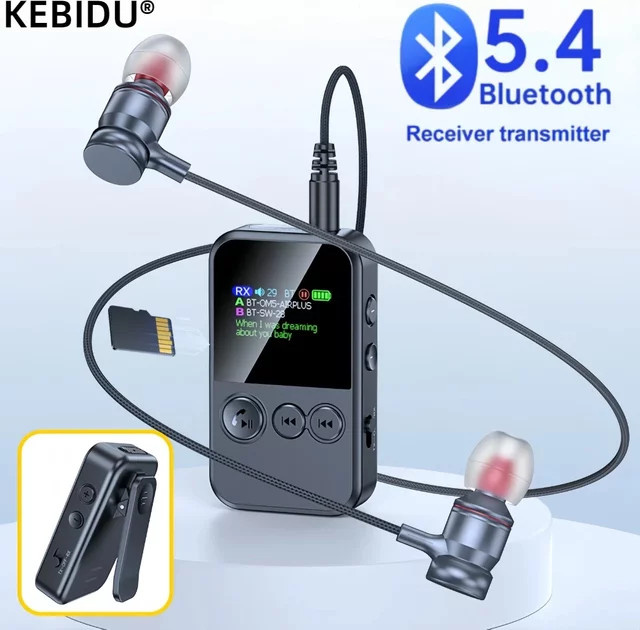 Kebidu Bluetooth 5.4 Empfänger und Sender mit LED Digital Display, 3,5mm AUX und TF-Kartenslot, Wireless HiFi Audio Adapter in Schwarz - Bild 1