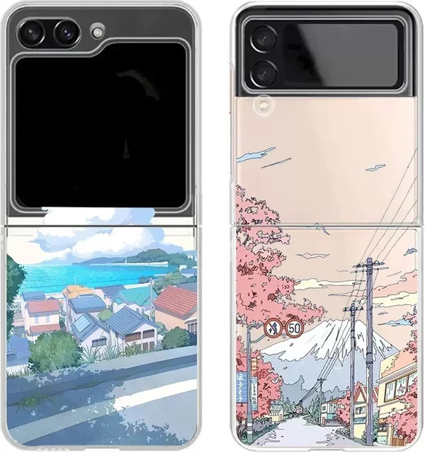 Transparente Anime-Landschaft Schutzhülle für Samsung Galaxy Z Flip 3, Z Flip 4, Z Flip 5, Z Flip 6 und Z Flip 7 - Bild 1