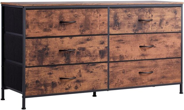 Buying Solutions MB 6-Schubladen-Kommode als Kleiderschrank oder TV-Ständer mit Stahlrahmen in Rustikalem Braun - Bild 1